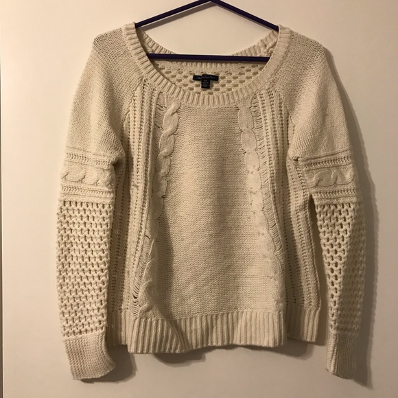 White, Textured, Open-Knit Back Sweater - Picture 1 of 2